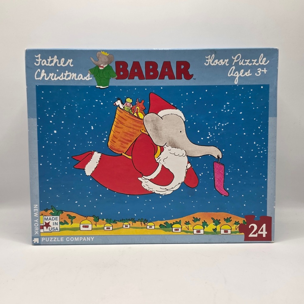 New York Puzzle Company‎ Babar Floor Puzzle Kids Blue Father Christmas 24 Piece